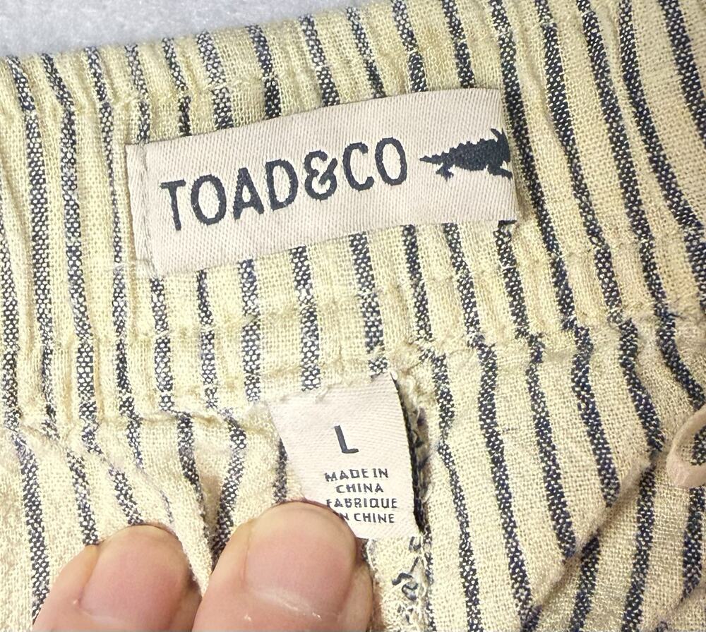Toad & Co Taj Hemp Wide Leg Pants Barley Railroad Stripe Boho Coastal Lagenlook